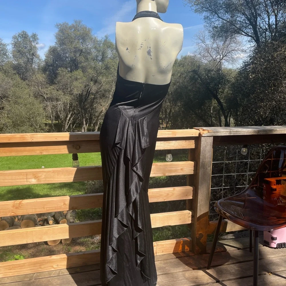 Vintage Y2K Elegant Black Halter Josh and Jazz Evening Gown - Picture 5 of 9